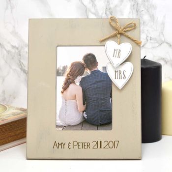 Personalised Mr And Mrs Wooden Photo Frame, 2 of 2