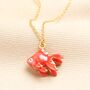 Red Goldfish Pendant Necklace In Gold, thumbnail 1 of 3