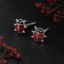 Girls Sterling Silver Ladybird Stud Earrings, thumbnail 3 of 4
