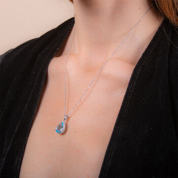 Blue Topaz 925 Sterling Silver Pear Drop Necklace, 2 of 5
