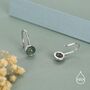 Sterling Silver Moss Agate Cabochon Drop Earrings, thumbnail 2 of 10