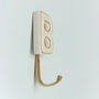 Alphabet Cream Crackle Glazed Hooks In Antique Brass, thumbnail 3 of 9