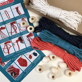 Macrame Kit Bunting. Teal, Navy, Coral And Cream, 3 of 12