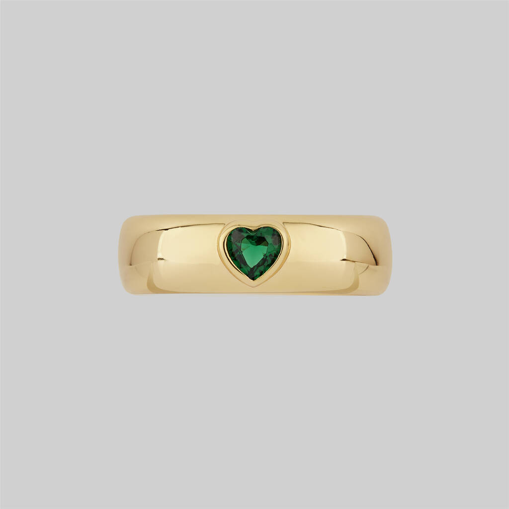 Green Heart Band Ring, 1 of 4