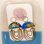 Blue Gold Flake Arch Statement Earrings For Her, thumbnail 2 of 12