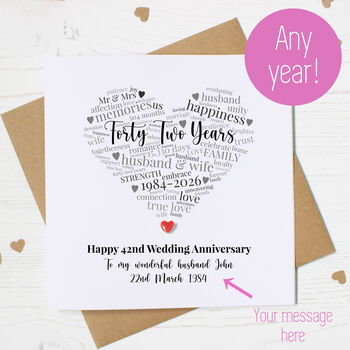 Personalised Wedding Anniversary Card – Any Year, 2 of 6