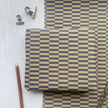 Navy Checkerboard Pattern Fibre 450 X 320mm Size Wrapping Paper Sheet, 3 of 6