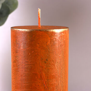 G Decor Fern Amberstone And Gold Hand Finished Pillar Candles, 4 of 6
