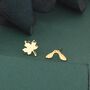 Mismatched Maple Seed And Maple Leaf Stud Earrings In Sterling Silver, thumbnail 3 of 12