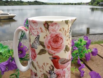 Large China Jug In Rose Birds Design, 7 of 9