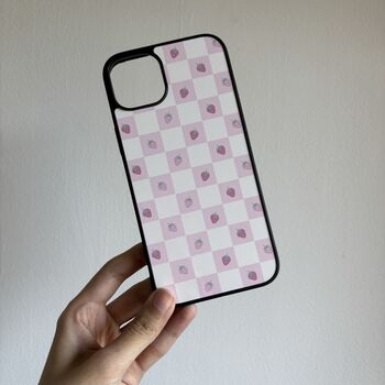 Pink Strawberries Checked Phone Case, 2 of 2
