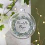 Mr And Mrs Wedding Glass Christmas Bauble, thumbnail 2 of 3