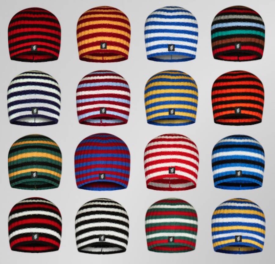 Cashmere Striped Beanie Hat In Rugby Colours, 1 of 12