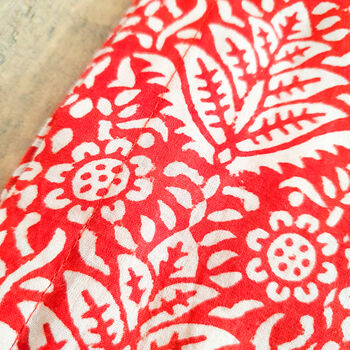 Bagru Block Printed Indian Table Runner, Red And White, 7 of 11
