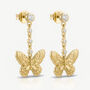 Gold Butterfly Chain Drop Stud Earrings, thumbnail 1 of 3