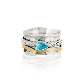 Aura Magic Turquoise Silver Spinning Ring, 3 of 8