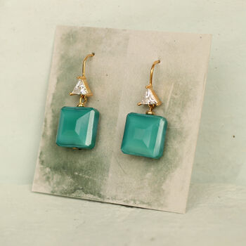 Turquoise Square Jewel Earrings, 4 of 5