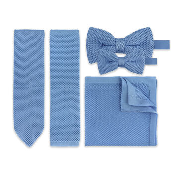 Wedding Handmade Knitted Bow Tie In Light Blue, 3 of 7