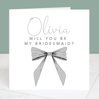 Will You Be My Bridesmaid Personalised Bow Card, 5 of 5