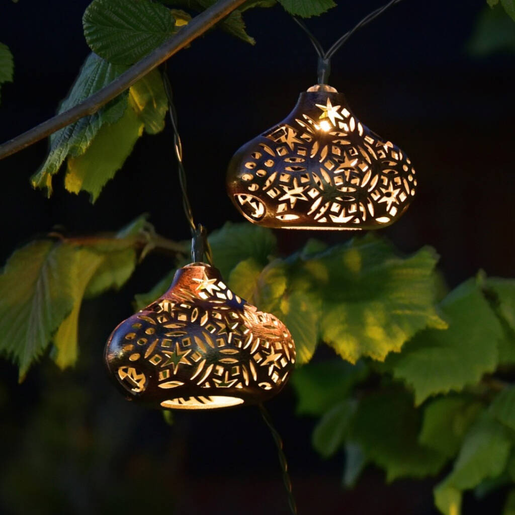 Set Of 10 Solar Maroc Lantern String Lights, 1 of 2
