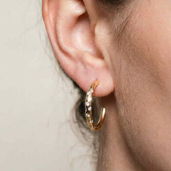 Gold White Topaz Gemstone Seren Hoops, 2 of 6