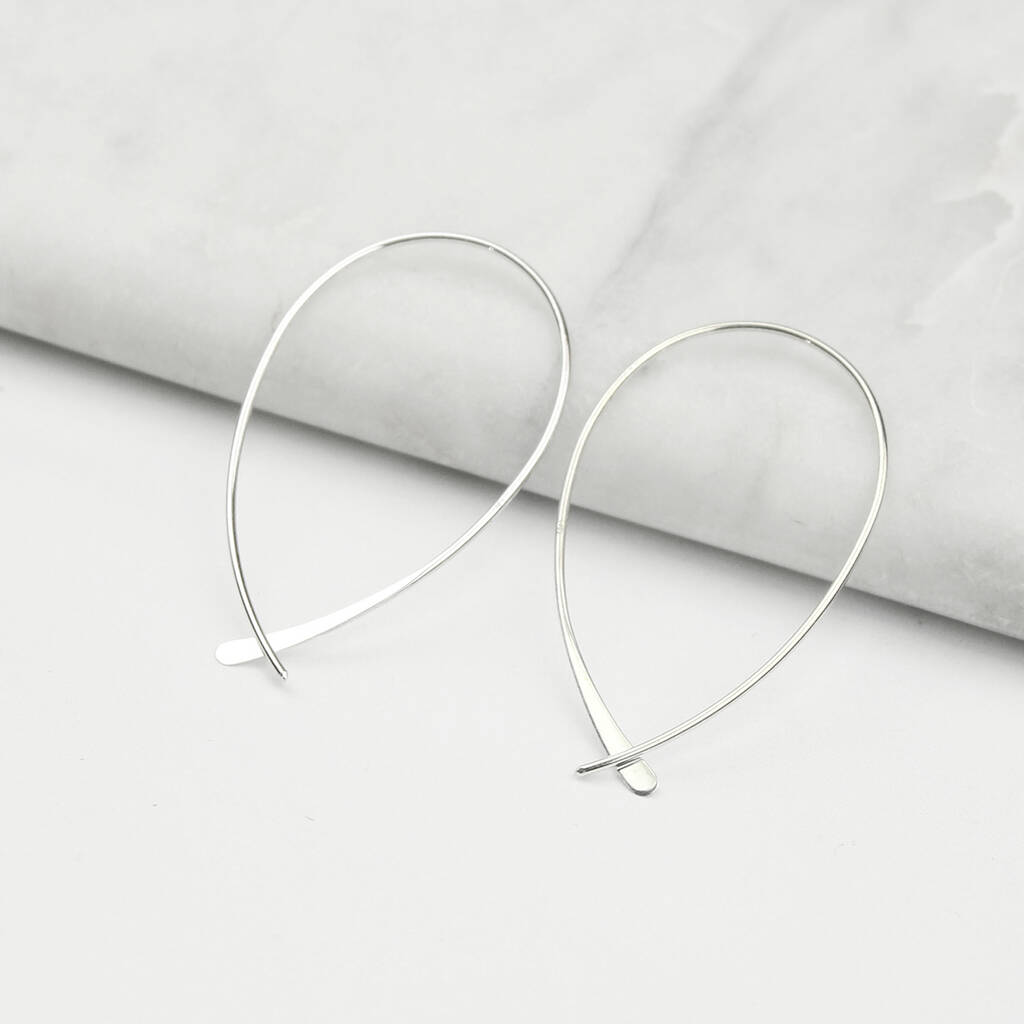Sterling Silver Curved Hoop Earrings, 1 of 10