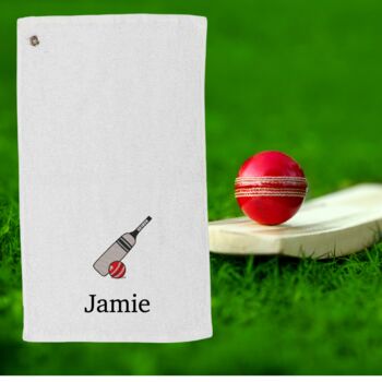 Embroidered Cricket Towel With Name And Carabina, 2 of 8