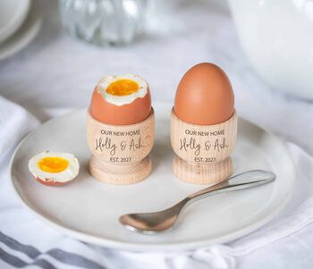 Personalised Wooden New Home Egg Cups, 2 of 2