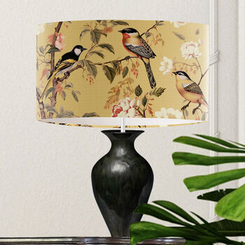 Vintage Style Garden Birds On Yellow Lampshade, 2 of 5