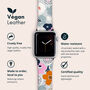 Blue Flowers Vegan Leather Apple Watch Band, thumbnail 2 of 6