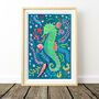 Seahorse Colourful Ocean Nursery Print, thumbnail 4 of 9