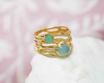 Aqua Chalcedony And Chrysoprase Statement Gold Ring, 4 of 8