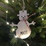 Personalised Wooden Snowman Tree Decoration, thumbnail 1 of 2