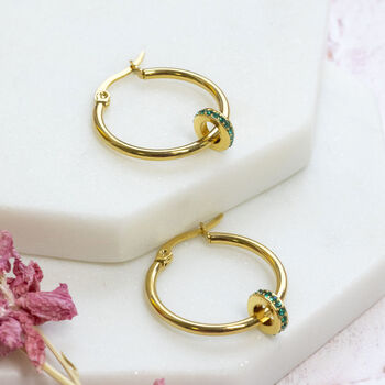 Gold Plated Birthstone Ring Hoop Earrings, 5 of 9
