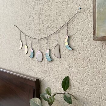 Blue And White Glass Moon Phases Wall Hanging, 7 of 8