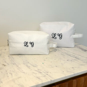 Pair Of Quilted Monogram Cosmetic Bags, 2 of 5