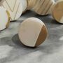 White Marbled Stone Brass Quarter Circle Cabinet Knob, thumbnail 1 of 4