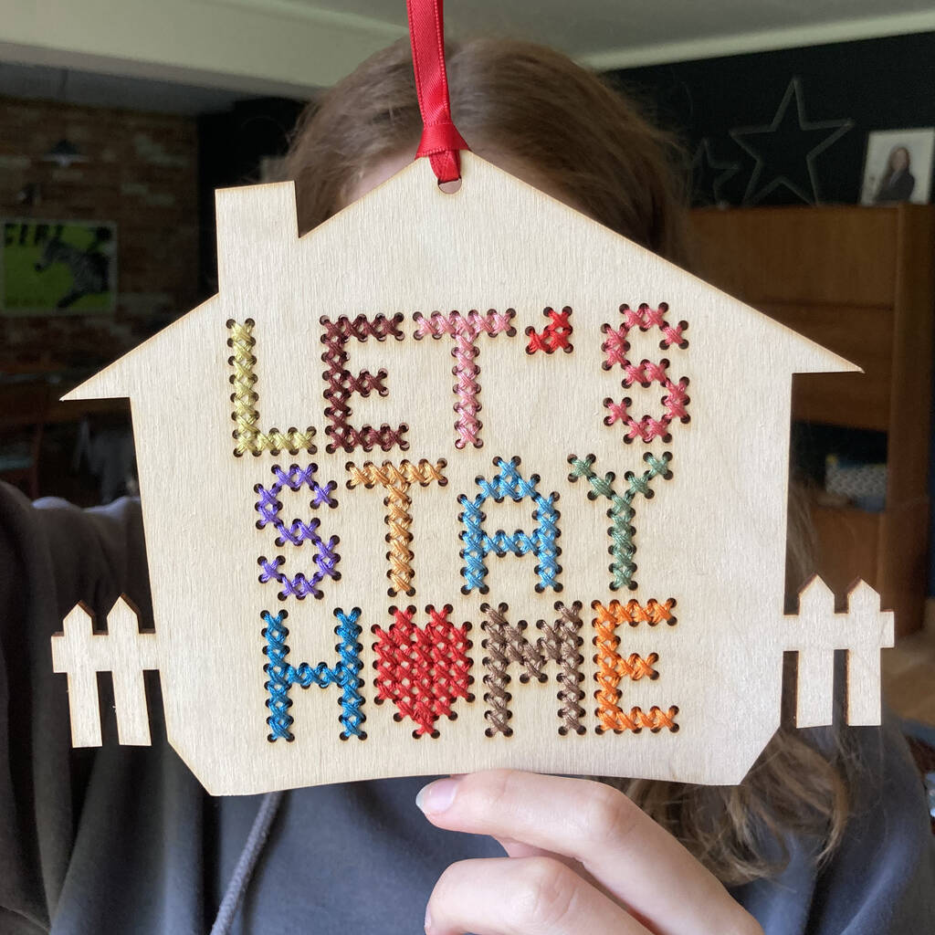 Image of Let's Stay Home Cross Stitch Embroidery Kit