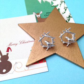 Sterling Silver Robin Nest Earrings, 10 of 11