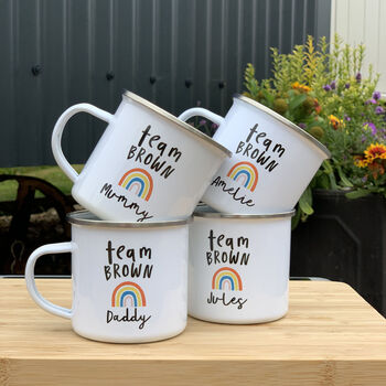 Team Enamel Mugs With Rainbow, For Family Or Work Team, 7 of 9
