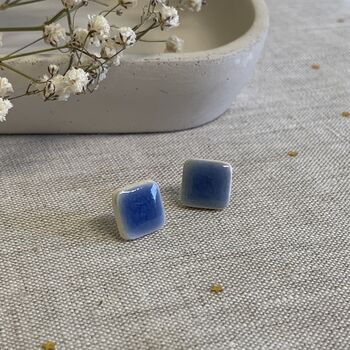 Blue Square Ceramic Earrings, 7 of 8