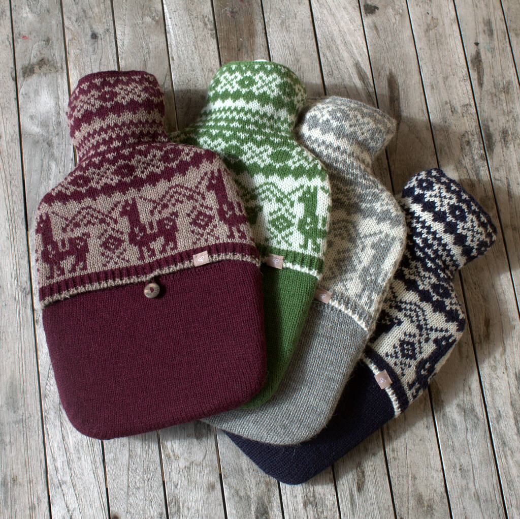 Alpaca Fair Isle Hot Water Bottle By Samantha Holmes ...