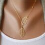Twin Filigree Leaf Y Shape Lariat Adjustable Necklace, thumbnail 1 of 6