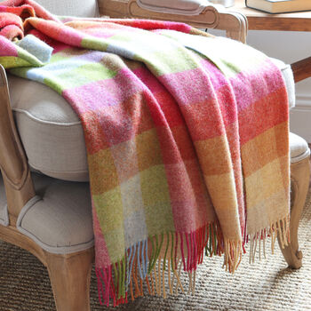 Multi Coloured Check Wool Throw, 3 of 4
