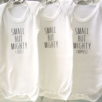 Set Of Three Small But Mighty Babygrows, 4 of 7