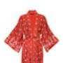 Asanoha And Peony Terracotta Embroidered Long Kimono, thumbnail 9 of 12