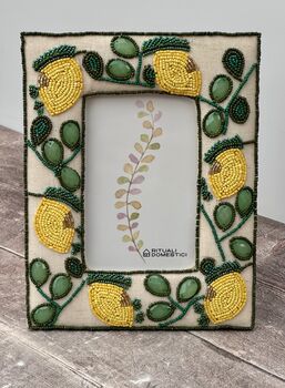 Lemon Beaded Patterned Photo Frame, Four X Six, 2 of 3