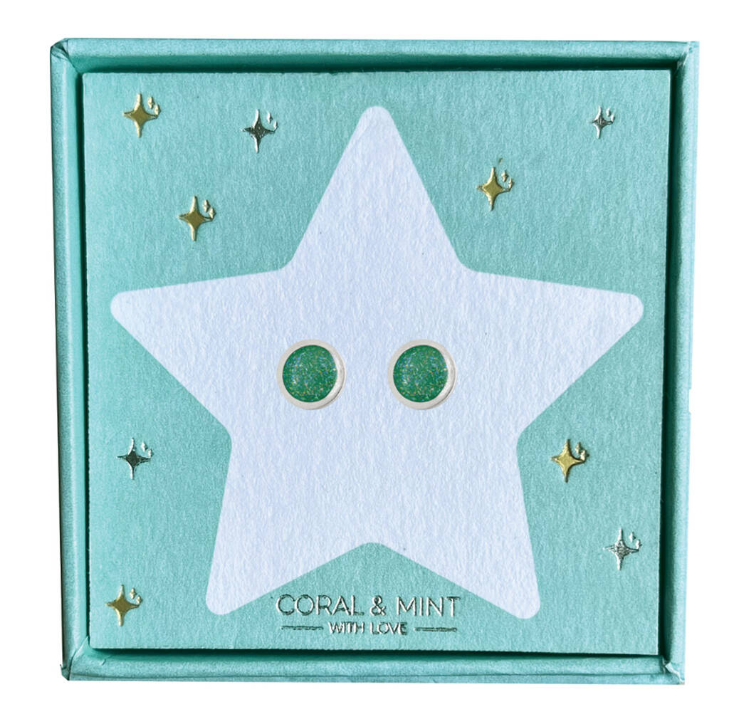 Christmas Edition Sparkly Emerald Studs, 1 of 2