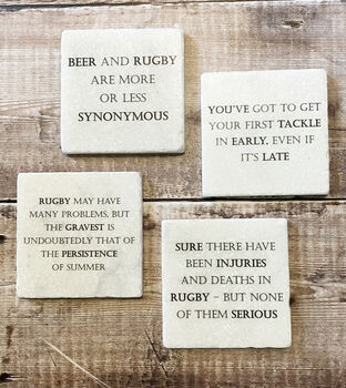 Set Of Four Marble Famous Rugby Quotes Coasters, 2 of 5