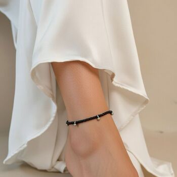 Classic Black Beaded Slim Ghungroo Bell Anklet Payal, 3 of 3